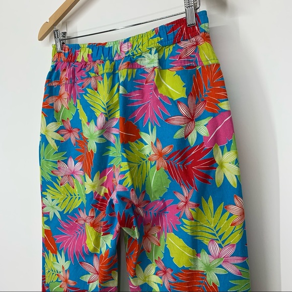 Sag Harbor Sport Vibrant Colorful Tropical Leaf Cropped Pants W/Stretch Size 12 - Picture 10 of 16